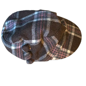 Brown and pink plaid kids hat